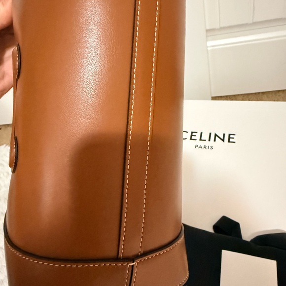 Celine camel triomphe small Leather bucket Bag - Picture 6 of 9